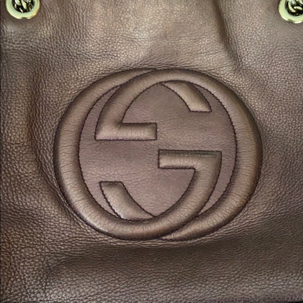 Gucci Brown Shoulder Bag with Embossed Double G
